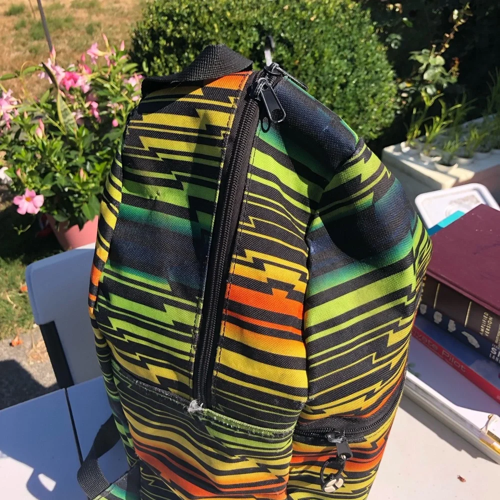 Yak Pak Vibrant Multicolor Zigzag Men's Backpack - Green/Orange/Yellow